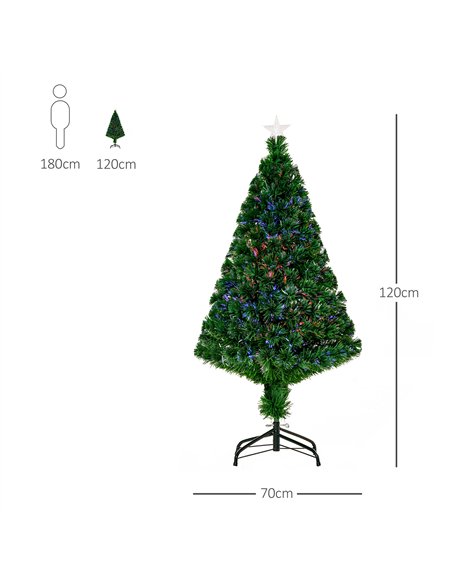 HOMCOM 4FT Pre-Lit Fibre Optic Artificial Christmas Tree Holiday Xmas Décor with Tree Topper Multi-Colour - pic 201358 | FastDaddyshop