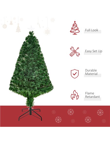 HOMCOM 4FT Pre-Lit Fibre Optic Artificial Christmas Tree Holiday Xmas Décor with Tree Topper Multi-Colour - pic 201359 | FastDaddyshop
