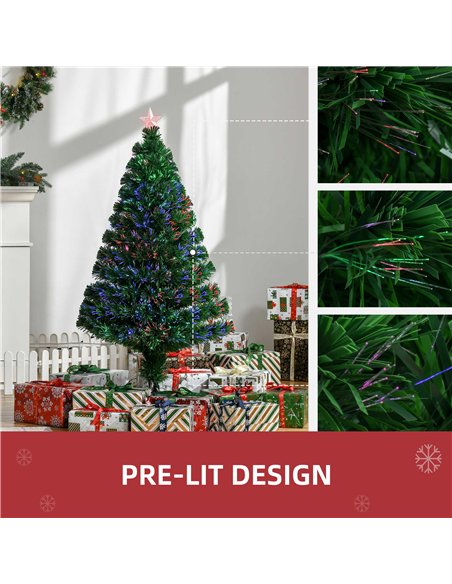 HOMCOM 4FT Pre-Lit Fibre Optic Artificial Christmas Tree Holiday Xmas Décor with Tree Topper Multi-Colour - pic 201360 | FastDaddyshop