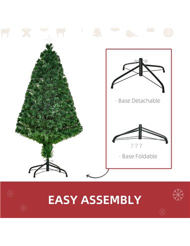 HOMCOM 4FT Pre-Lit Fibre Optic Artificial Christmas Tree Holiday Xmas Décor with Tree Topper Multi-Colour