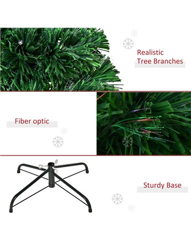 HOMCOM 4FT Pre-Lit Fibre Optic Artificial Christmas Tree Holiday Xmas Décor with Tree Topper Multi-Colour