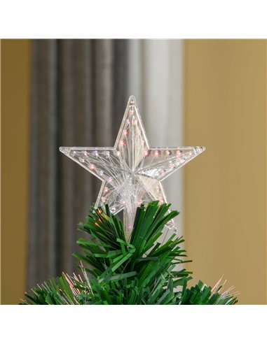 HOMCOM 4FT Pre-Lit Fibre Optic Artificial Christmas Tree Holiday Xmas Décor with Tree Topper Multi-Colour