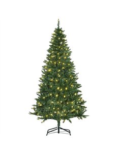 HOMCOM 6FT Christmas Tree Warm White LED Light Holiday Home Decoration, Green