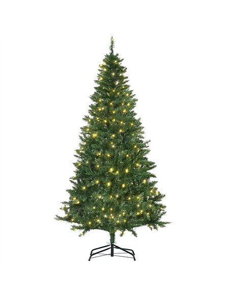 HOMCOM 6FT Christmas Tree Warm White LED Light Holiday Home Decoration, Green - pic 201365 | FastDaddyshop