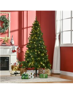 HOMCOM 6FT Christmas Tree Warm White LED Light Holiday Home Decoration, Green 2