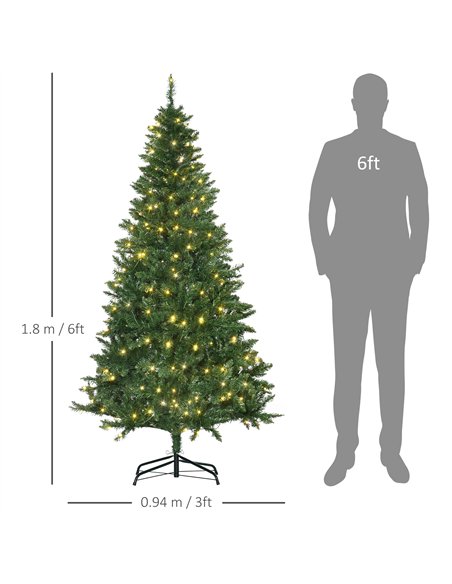 HOMCOM 6FT Christmas Tree Warm White LED Light Holiday Home Decoration, Green - pic 201367 | FastDaddyshop