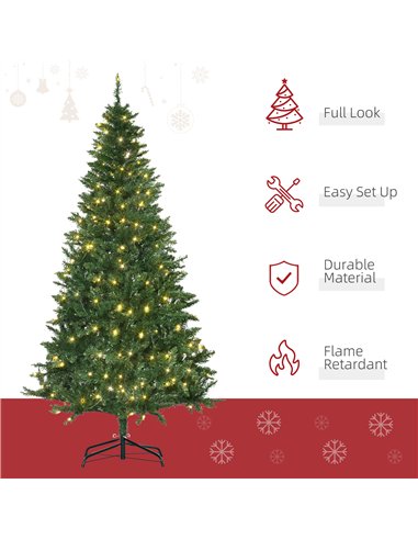 HOMCOM 6FT Christmas Tree Warm White LED Light Holiday Home Decoration, Green