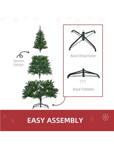 HOMCOM 6FT Christmas Tree Warm White LED Light Holiday Home Decoration, Green