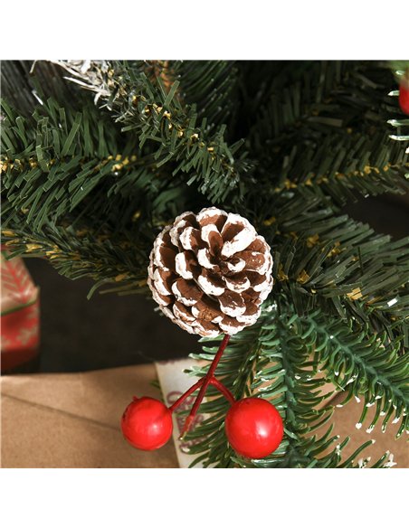 HOMCOM 4FT Artificial Snow Dipped Christmas Tree Xmas Pencil Tree Holiday Home Party Decoration with Foldable Feet Red Berries W - pic 201390 | FastDaddyshop