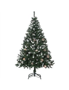 HOMCOM 5FT Artificial Christmas Tree with Pine Cones, Holiday Home Xmas Decoration Automatic Open, Green