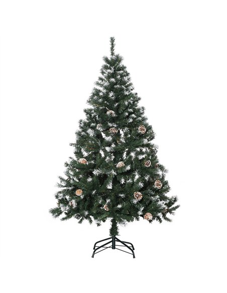 HOMCOM 5FT Artificial Christmas Tree with Pine Cones, Holiday Home Xmas Decoration Automatic Open, Green - pic 201392 | FastDaddyshop