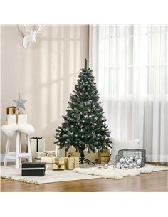 HOMCOM 5FT Artificial Christmas Tree with Pine Cones, Holiday Home Xmas Decoration Automatic Open, Green 2