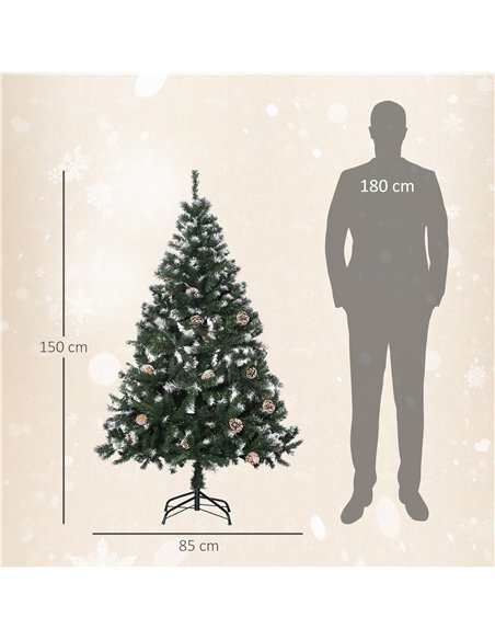 HOMCOM 5FT Artificial Christmas Tree with Pine Cones, Holiday Home Xmas Decoration Automatic Open, Green - pic 201394 | FastDaddyshop