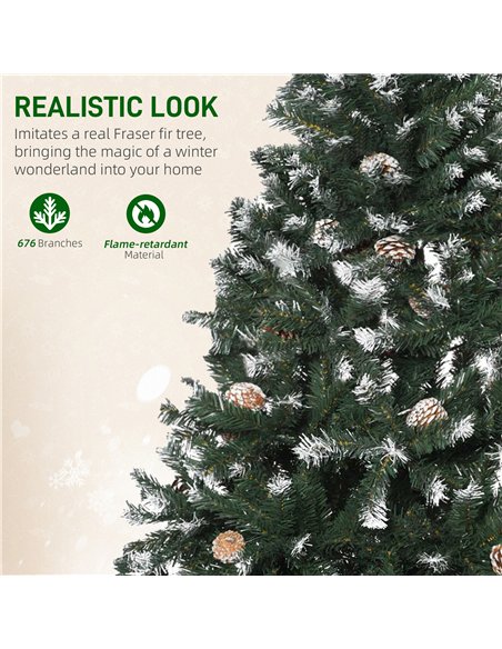 HOMCOM 5FT Artificial Christmas Tree with Pine Cones, Holiday Home Xmas Decoration Automatic Open, Green - pic 201396 | FastDaddyshop