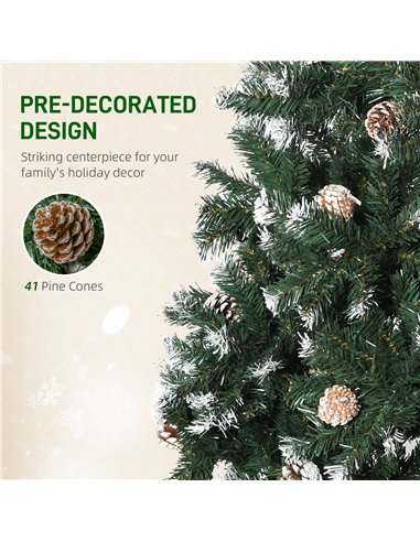 HOMCOM 5FT Artificial Christmas Tree with Pine Cones, Holiday Home Xmas Decoration Automatic Open, Green