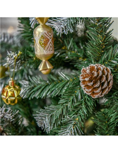 HOMCOM 5FT Artificial Christmas Tree with Pine Cones, Holiday Home Xmas Decoration Automatic Open, Green