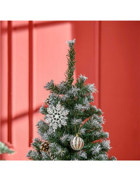 HOMCOM 5FT Artificial Christmas Tree with Pine Cones, Holiday Home Xmas Decoration Automatic Open, Green - pic 201400 | FastDaddyshop