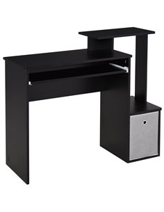 HOMCOM Computer PC Desk with Sliding Keyboard Tray Storage Drawer Shelf, Black