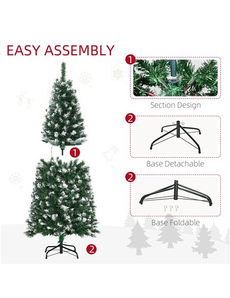 HOMCOM 5FT Tall Prelit Pencil Slim Artificial Christmas Tree with Realistic Branches, 250 Colourful LED Lights and 408 Tips, Xma - pic 201415 | FastDaddyshop