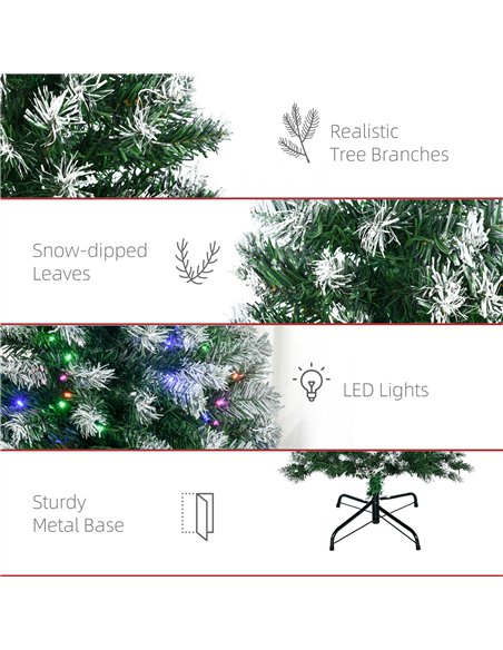 HOMCOM 5FT Tall Prelit Pencil Slim Artificial Christmas Tree with Realistic Branches, 250 Colourful LED Lights and 408 Tips, Xma - pic 201416 | FastDaddyshop