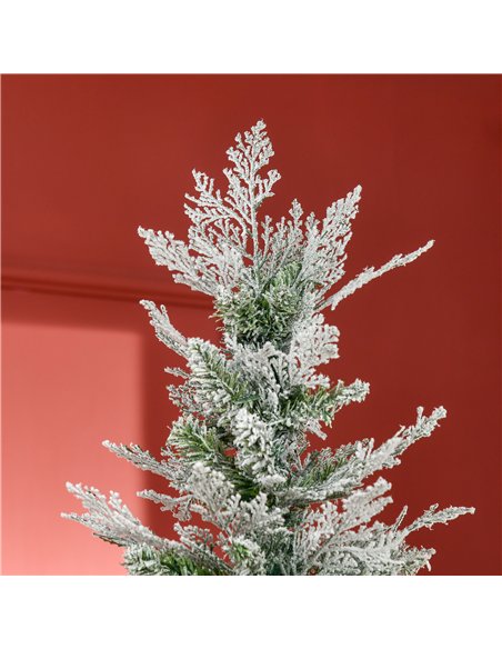 HOMCOM 7 Ft Pencil Snow Flocked Artificial Christmas Tree with Realistic Cypress Branches, Auto Open, Green - pic 201426 | FastDaddyshop