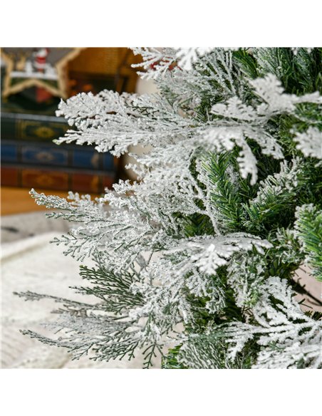 HOMCOM 7 Ft Pencil Snow Flocked Artificial Christmas Tree with Realistic Cypress Branches, Auto Open, Green - pic 201427 | FastDaddyshop