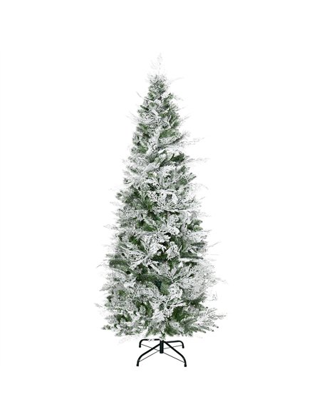 HOMCOM 6 Ft Pencil Snow Flocked Artificial Christmas Tree with Realistic Cypress Branches, Auto Open, Green - pic 201428 | FastDaddyshop