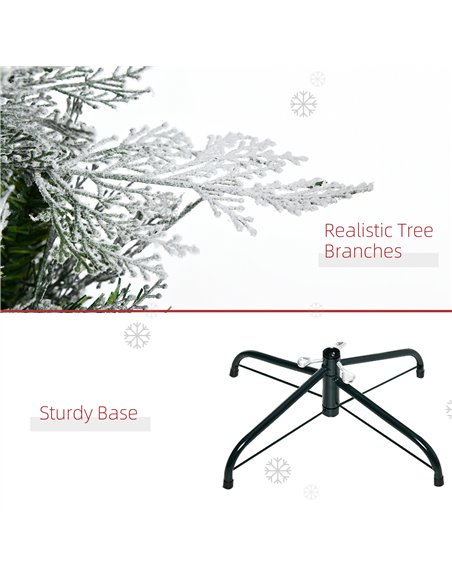 HOMCOM 6 Ft Pencil Snow Flocked Artificial Christmas Tree with Realistic Cypress Branches, Auto Open, Green - pic 201434 | FastDaddyshop