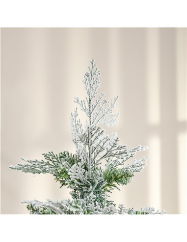 HOMCOM 6 Ft Pencil Snow Flocked Artificial Christmas Tree with Realistic Cypress Branches, Auto Open, Green