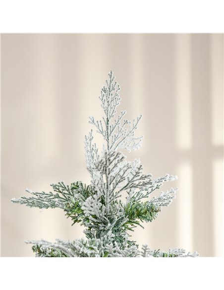 HOMCOM 6 Ft Pencil Snow Flocked Artificial Christmas Tree with Realistic Cypress Branches, Auto Open, Green - pic 201435 | FastDaddyshop