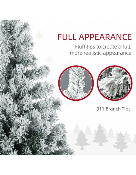 HOMCOM 4.5' Artificial Snow Christmas Trees with Frosted Branches, Warm White or Colourful LED Lights, Steel Base - pic 201442 | FastDaddyshop