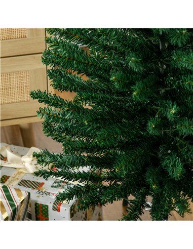 HOMCOM 7.5' Artificial Prelit Christmas Trees Holiday Décor with Colourful LED Lights, Pencil Shape, Steel Base