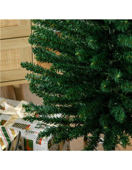 HOMCOM 7.5' Artificial Prelit Christmas Trees Holiday Décor with Colourful LED Lights, Pencil Shape, Steel Base - pic 201454 | FastDaddyshop