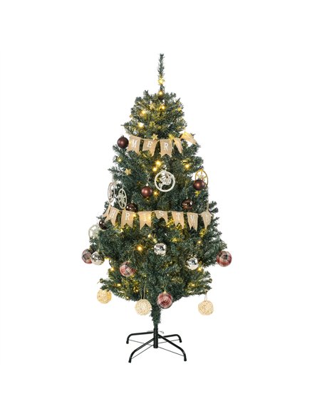 HOMCOM 5' Artificial Prelit Christmas Trees Holiday Décor with Warm White LED Lights, Decoration, Banner, Tag, Ball - pic 201455 | FastDaddyshop