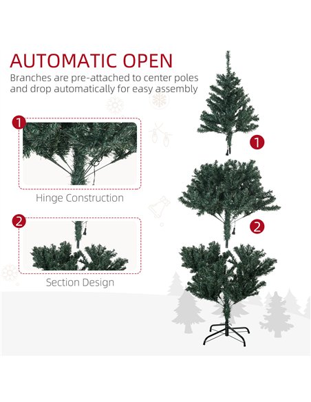 HOMCOM 5' Artificial Prelit Christmas Trees Holiday Décor with Warm White LED Lights, Decoration, Banner, Tag, Ball - pic 201461 | FastDaddyshop