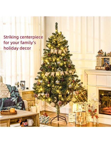 HOMCOM 6' Artificial Prelit Christmas Trees Holiday Décor with Warm White LED Lights, Decoration, Banner, Tag, Ball - pic 201467 | FastDaddyshop