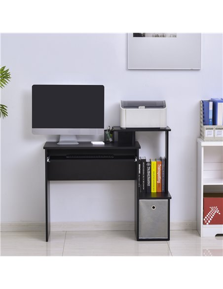HOMCOM Computer PC Desk with Sliding Keyboard Tray Storage Drawer Shelf Home Office Workstation Gaming Study Wooden Black - pic 20147 | FastDaddyshop