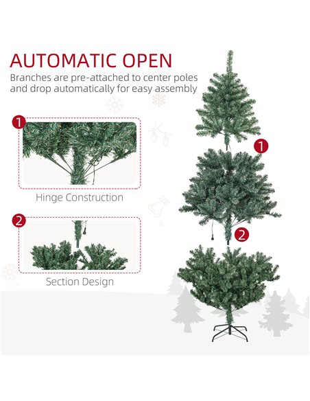 HOMCOM 6' Artificial Prelit Christmas Trees Holiday Décor with Warm White LED Lights, Decoration, Banner, Tag, Ball - pic 201470 | FastDaddyshop