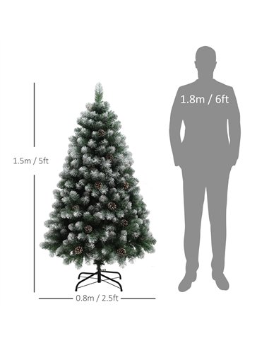 HOMCOM 5ft Snow-Dipped Artificial Pine Christmas Tree