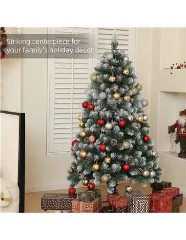 HOMCOM 5ft Snow-Dipped Artificial Pine Christmas Tree