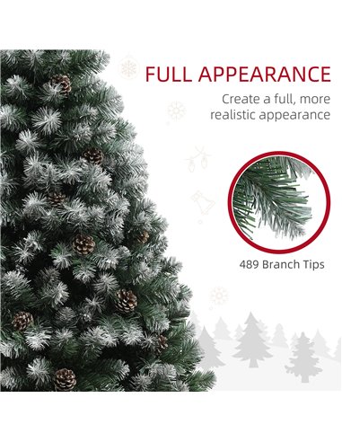 HOMCOM 5ft Snow-Dipped Artificial Pine Christmas Tree
