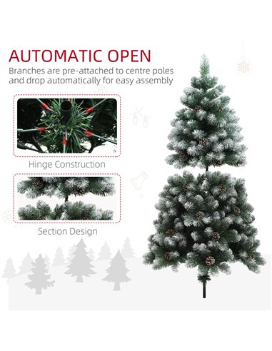 HOMCOM 5ft Snow-Dipped Artificial Pine Christmas Tree