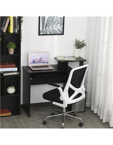 HOMCOM Computer PC Desk with Sliding Keyboard Tray Storage Drawer Shelf Home Office Workstation Gaming Study Wooden Black