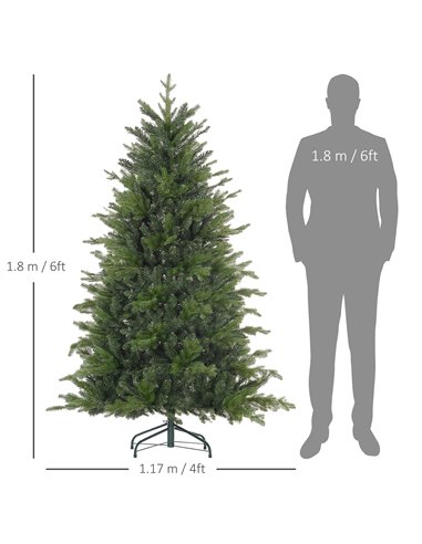 HOMCOM 6ft Bare Artificial Christmas Tree, with 1821 Tips - Green