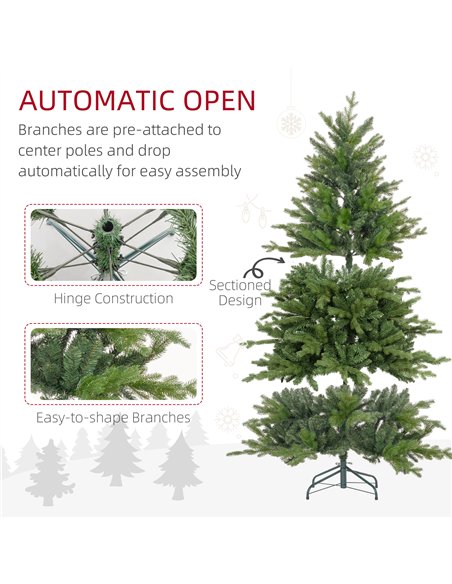 HOMCOM 6ft Bare Artificial Christmas Tree, with 1821 Tips - Green - pic 201496 | FastDaddyshop