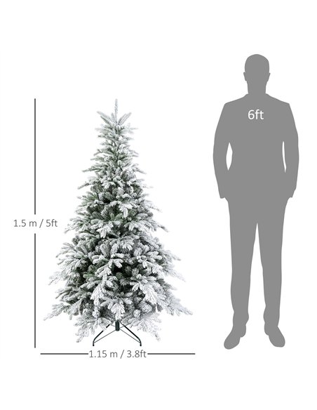 HOMCOM 5ft Bushy Snow-Flocked Artificial Christmas Tree, with LED Lights - pic 201502 | FastDaddyshop