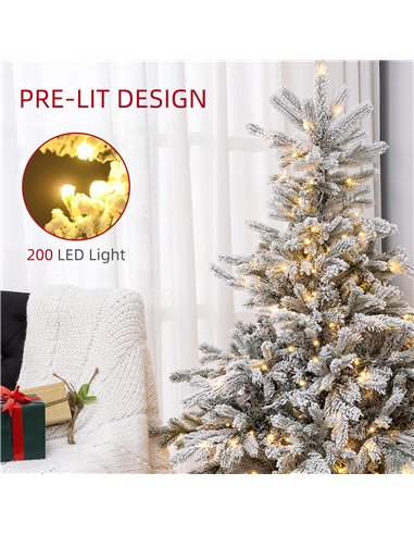 HOMCOM 5ft Bushy Snow-Flocked Artificial Christmas Tree, with LED Lights