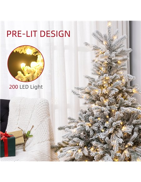 HOMCOM 5ft Bushy Snow-Flocked Artificial Christmas Tree, with LED Lights - pic 201504 | FastDaddyshop