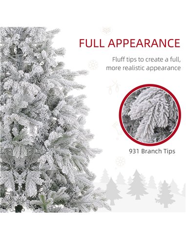 HOMCOM 5ft Bushy Snow-Flocked Artificial Christmas Tree, with LED Lights