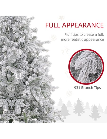 HOMCOM 5ft Bushy Snow-Flocked Artificial Christmas Tree, with LED Lights - pic 201505 | FastDaddyshop